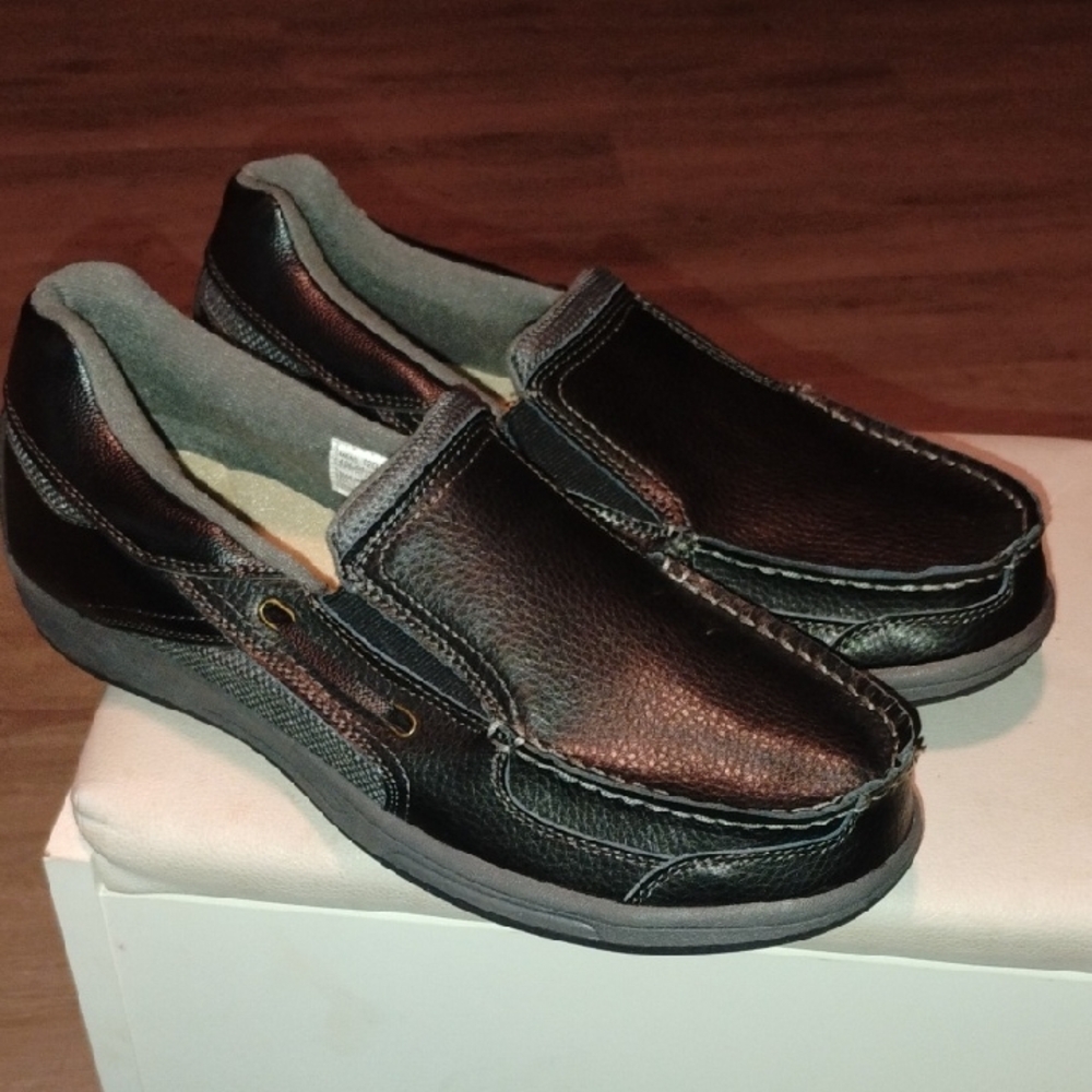 Men's Dr.max Black Leather Slip-On Shoes